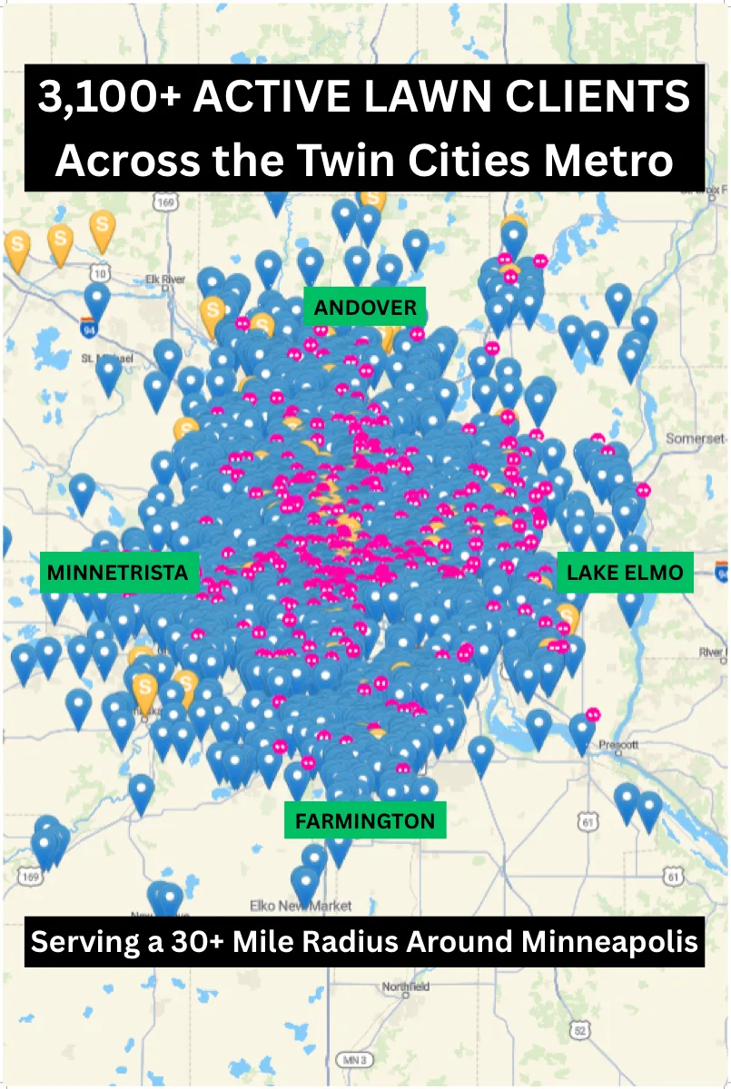 Andrews Lawn & Snow service area map